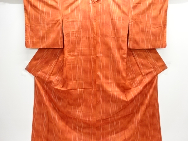 絣縞模様織り出し手織り節紬着物